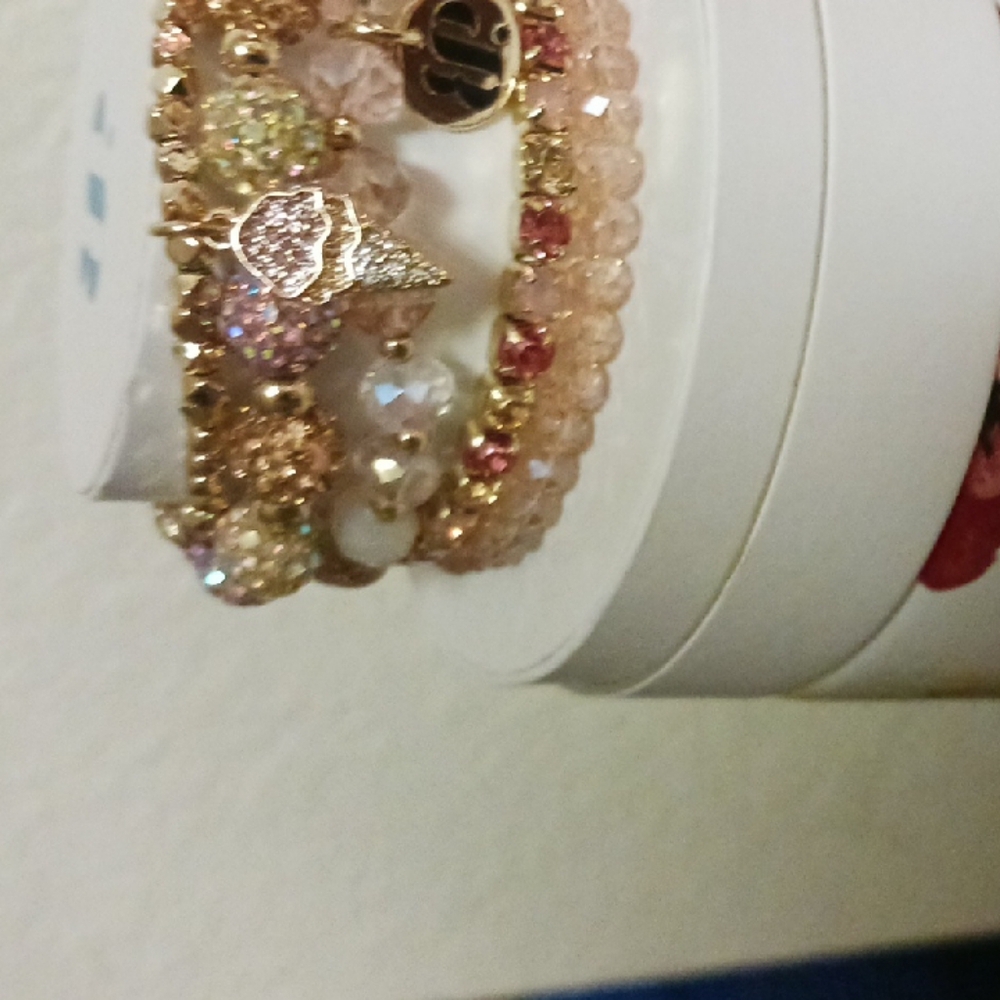 Elegant Gold and Pink Bracelet Set